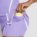 Fisoew Women's Workout Tennis Dress with Built-in Bra & Shorts Pockets Sleeveless Crewneck Golf Athletic Mini Dresses (Purple, XL)