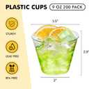 RACETOP 200 Pack 9 oz Clear Plastic Cups for Party, Disposable Clear Cup, Disposable Cups, Wine Glasses Cups, Plastic Cocktail Glasses