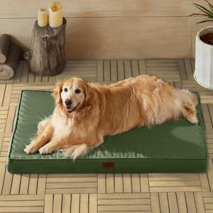 BFPETHOME Outdoor Dog Bed for Large Dogs, Waterproof, Orthopedic with Removable Washable Cover, Egg Crate Foam Mat (47 x 29in, Green)