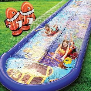 Undersea Water Dual Slip and Slide - 18 Feet X 5 Feet Slip and Slide with Splash Pad and Sprinkler, Water Slide with Inflatable Body Boards - Kids Water Fun