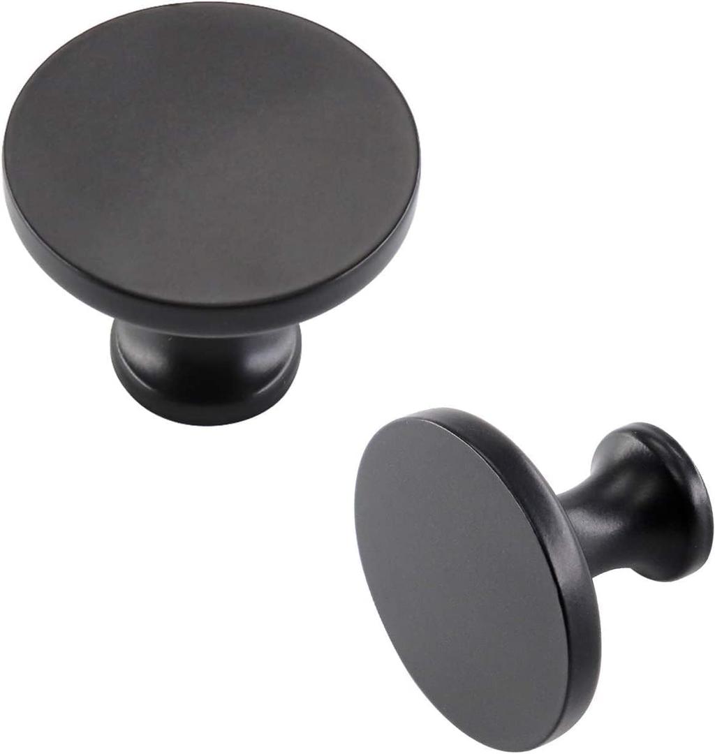 goldenwarm 10 Pack Black Cabinet Knobs for Dresser Drawers Kitchen Hardware Handles 1.26 inch Width Round Knob for Cabinets,Zinc Alloy (Matte Black)