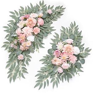 WEIERYUE Artificial Wedding Arch Flowers Kit(Pack of 2) for Wedding Arch, Bridal Shower, Ceremony and Reception Backdrop Decoration (Romantic Pink)