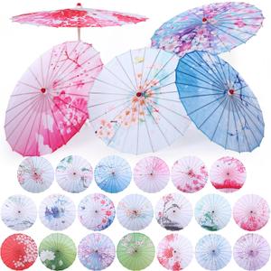 20 Pcs 32" Oiled Paper Umbrella Chinese Classical Umbrella Bulk Bamboo Silk Japanese Oiled Parasol Art Dance for Wedding Parties Photography Costumes Cosplay Decoration