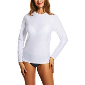 HODOSPORTS Women's UPF 50+ Rash Guard Swimsuit UV Sun Protection Swim Shirt Long Sleeve (White)