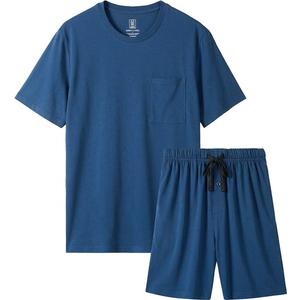 BAMBOO COOL Men's Short Pyjamas Short Sleeve Shirts, Sleep Sets with Pockets, Soft Loungewear, Breathable Pijama, Moisture Wicking, Fresh and Dry, Medium, Blue