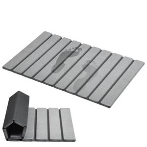 AWW Foldable Stone Bath Mat, Super Absorbent Diatomaceous Earth Mats, Non-Slip 23.6 x 15.5 Inch Quick Drying Mat, Compact and Easy to Store Bath Mats for Bathroom, Easy to Clean, Grey