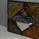 Set of 2 Vintage Embossed Metal Wall Mirrors – Boho Rustic Decor, Diamond Center
