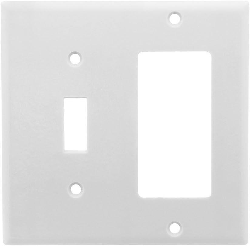 Leviton 80405-W 2 Pack 2-Gang 1-Toggle 1-Decora/GFCI Device Combination Wallplate, White