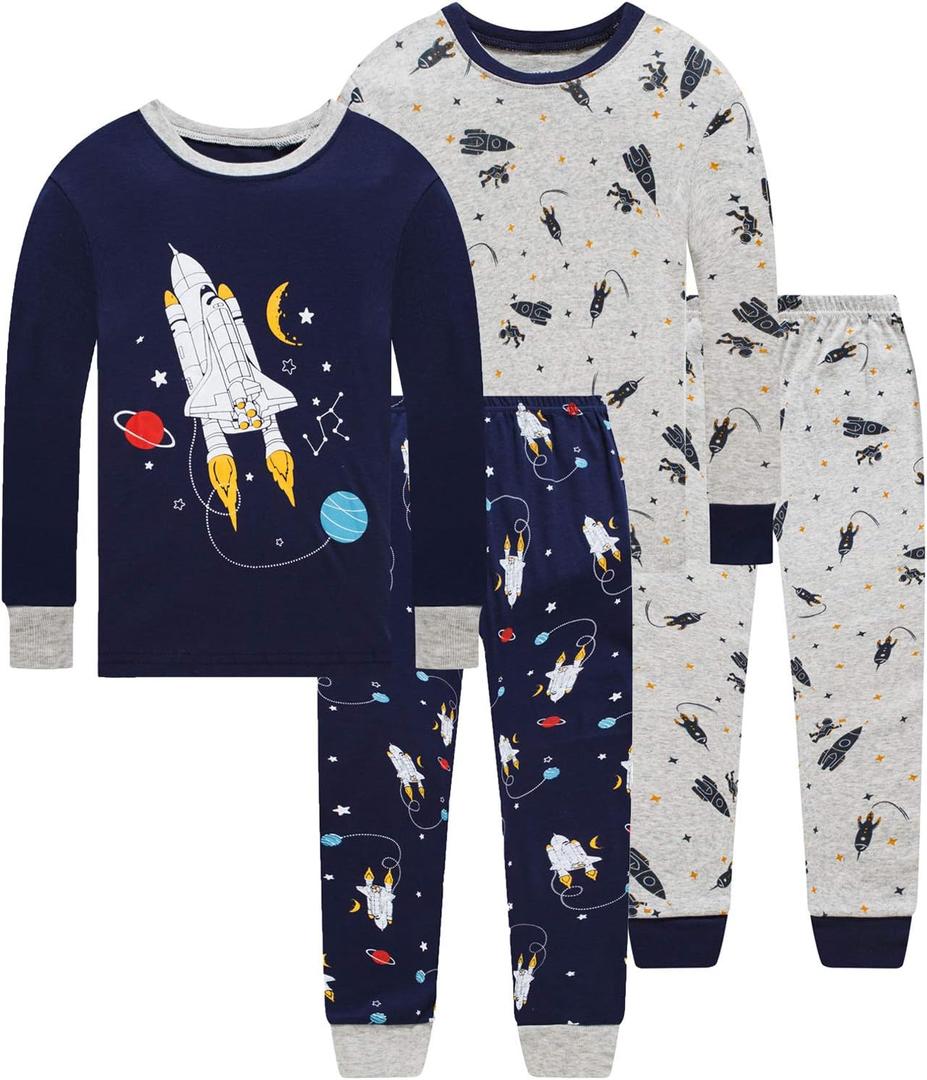 Dolphin&Fish Boys Pajamas 4Piece Toddler Kids Pjs Sets Cotton Toddler Clothes Sleepwears (14)