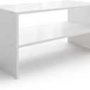 2-Tier Stackable White Shoe Rack, Wooden 2-Shelf Shoe Organizer Freestanding Shoe Storage Stand for 6-9 Pairs, Perfect for Closet, Entryway, Office Use - Modern White