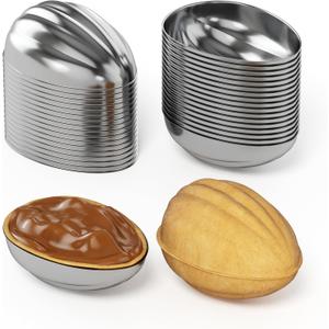 Lot 40 Oreshki Mold Oven Cookies Maker Oreshnitsa  - Cookie Mold Oreshek Cake - Nut Cookie Shaped Molds - Mini Metal Mold Form Nuts for Sweet Russian Nuts Oreshki Molding for Baking