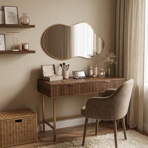 Irregular wall Mirror 25"x46" Gold Asymmetrical Mirror