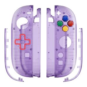 EXtremeRate Replacement Shell (D-Pad Version) with Buttons for Joycon 2, Housing Faceplate Case + Decorative Strips + ABXY Dpad for Nintendo Switch 2 Controller - Essence Version - Clear Atomic Purple