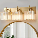 Modern Crystal Bathroom Vanity Lights, 3-Lights Brushed Gold Bathroom Light Fixtures Over Mirror,Wall Lamp for Living Room Hallway Cabinet
