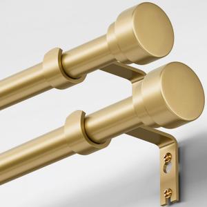 Oneach 2-Pack Heavy Duty Curtain Rods for Windows 66 to 120 Inch, 1 Inch Pole Adjustable Curtain Rod with Easy Installation and Modern Design (Gold, 16 to 120 Inch)