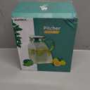 Baffect Water Pitcher, High Borosilicate Glass Jug with Stainless Steel Lid, Leakproof Fridge Door Carafe for Hot or Cold Beverage (1.8 L/63 oz.)