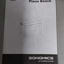 SONGMICS Adjustable Wooden Piano Bench Stool with Sheet Music Storage Black ULPB57H, 13.2"D x 21.6"W x 21.7"H