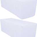 Surmente Pack of 2 White Fitted Tablecloths for 6 Foot Rectangle Tables, White Table Covers for Weddings, Banquets, or Restaurants (72" x 30")
