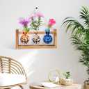 Mimorou Plant Propagation Stations Plant Terrarium with Wooden Stand Hydroponics Glass Vase Planter for Home Office Garden Table Decoration(Pumpkin)