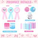 84 Pcs Baseball or Bows Gender Reveal Party Supplies Boy or Girl Decorations Badge Button Pins Bracelet Ribbons Blue or Pink Party Favors for Gender Reveal Games