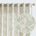 jinchan Floral Linen Blend Curtains for Living Room Green French Country Farmhouse 84 Inch Long Light Filtering Semi Sheer Kitchen Window Back Tab Curtains 2 Panels