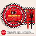 96pcs Race Car Baby Shower Decorations A Little Racer Is Revving Up Plates and Napkins Race Car Theme Tableware For Boys Baby Shower Birthday Party Decorations