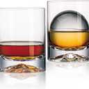 JBHO Hand Blown Crystal Double Old Fashioned Cocktail, Solid Whiskey Glasses, Rocks Glasses, Lowball Glasses - 12 Ounce - set of 2 - Perfect Size for Oversized Ice Cubes