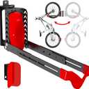 Swivel Bike Rack Wall Mount, Bike Hangers for Garage, Space-Saving Vertical Bike Holder, Holds up to 77 lbs, Bicycle Wall Hanger Storage, No Heavy Lifting Required Indoor Hanging Bike Rack-Red (1 pack)