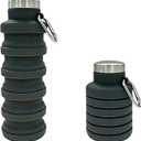 YCT Collapsible Water Bottle 17oz500mlTravel Portable Sport Water BottleReusable Silicone Foldable Water Bottles for Gym Camping Hiking (Black)