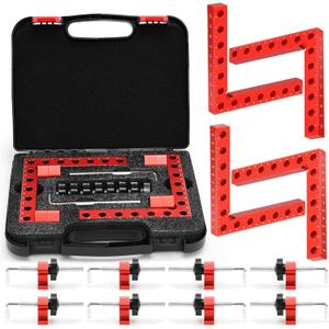 Corner Clamp for Woodworking, 4-Pack 90 Degree Right Angle Clamp with Storage Box, 5.5" x 5.5" Aluminum Alloy Precision Positioning Clamping Squares for Picture Frames, Boxes, Cabinet, Drawer