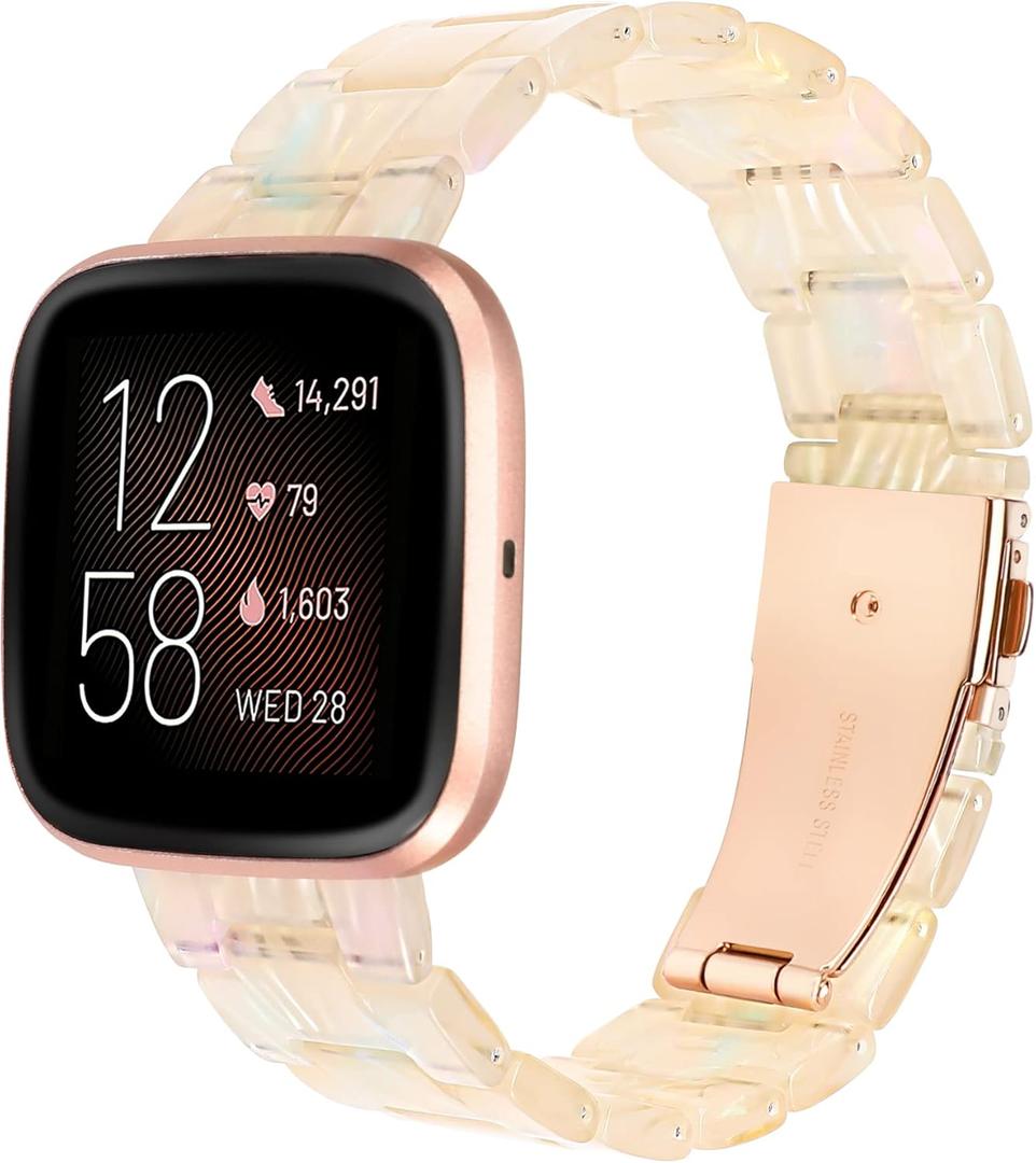 Wearlizer Resin Band Compatible with Fitbit Versa/Versa 2 /Versa Lite/Versa SE Bands for Women Men Lightweight Bracelet Replacement Wristband Strap for Versa 2 Smartwatch, White
