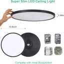 6PK 15.8 Inch LED Flush Mount Ceiling Light Fixture, 32W,3200LM,3000K/4000K/6000K CCT Selectable,0.67 inch Super Slim LED Ceiling Light for Bedroom,Hallway,Kitchen,Black, No Dimmable