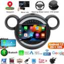 Double Android 15 Car Stereo for BMW Mini Cooper 2011-2016 Radio GPS Navigation CarPlay&Android Auto 9 inch Touch Screen Radio Audio Player with Mirror Link/WIFI/SWC/FM/Bluetooth+Backup Camera+MIC