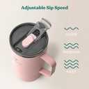 REDUCE 18 oz Hot1 Stainless Steel Insulated Mug with Temperature Adjusting Lid - Dual-Wall Vacuum, Cupholder Friendly - Keeps Drinks Hot for 6 Hours - Ideal for Coffee, Tea & Other - Pink Salt