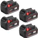 HavenHarmo Pack of 4 6000mAh Battery Replacement for Milwaukee M18 Battery Compatible with 48-11-1850 48-11-1852 48-11-1862 48-11-1860 48-11-1828 48-11-1815 48-11-1822 Work with Milwaukee 18V Chargers