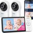 VTech RM5764-2HD 1080p Smart WiFi Remote Access 2 Camera BabyMonitor, 360 Pan & Tilt, 5" 720p HD Display, Night Vision, Soothing Sounds, 2-Way Talk, Temperature & Motion Detection, iOS & Android
