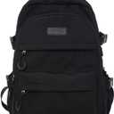 Preppy Backpack for Women Teen Girls Boys Large Laptop Bookbag Casual College Daypack Cute Aesthetic School Supplies (Black)