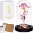 Birthday Gifts for Women,Mothers Day Flowers Gifts for Mom,Wife,Grandma,Mom Gifts for Her,Light Up Rose Flowers in Glass Dome,Colorful Rainbow Flower Rose Presents for Birthday,Anniversary,Valentines