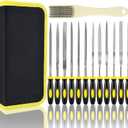 Small File Set, Needle Diamond File 13PCS, 6pcs Jewlers Files & 6pcs Steel Files Precision Metal Work, Woodworking, Plastic Carving Tool with Steel Brush and Carry Case
