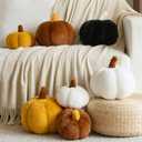 Pumpkin Pillows, Halloween Fall Throw Pillow, Pumpkin Shaped Pillow for Couch, Cute Stuffed Pumpkins, Autumn Decorative Cushion (Brown, 11 Inches)
