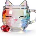 VNROSE Cute Cat Coffee Mug,Cat Lovers' Gift for Women & Girls, Cat Cup with Funny Design, Ideal for Coffee or Tea(12oz)
