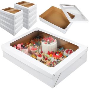10 Pcs Full Sheet Cake Box with Window Large Bakery Boxes Corrugated Rectangle Cake Packaging Boxes for Donuts Cookie Cupcake Baking Pastry Decor Supplies(19.5 x 26.5 x 5 Inches) (19.5 x 26.5 x 5 Inches)