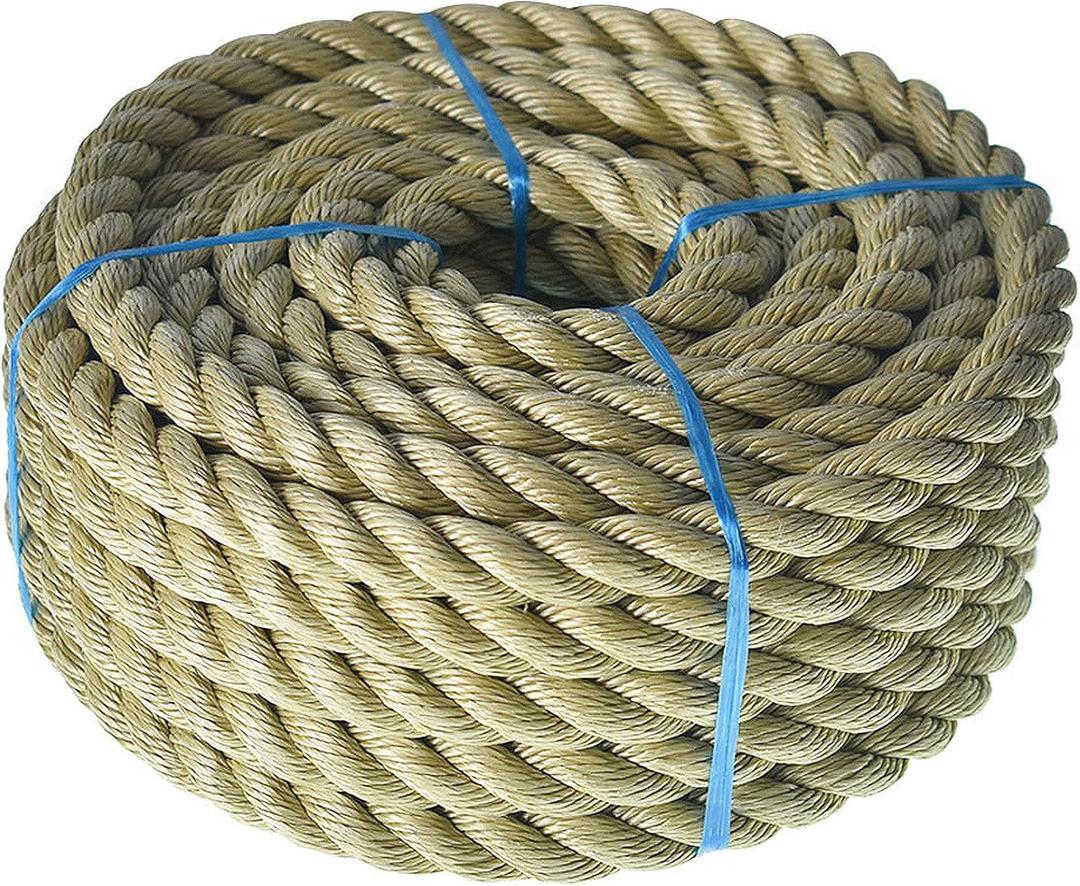 3/4 inch x 50 feet Twisted ProManila - UnManila Rop, 3 Strand Synthetic Polypropylene Rope Cordage for Weather-Resistant Decor, Crafts, Sporting, and Landscaping