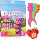 5 x Kids Flossers 100ct, Dental Kids Floss Picks, Biodegradable Heart Bear Flossers, Fluoride & PFA Free, Gifts for Toddlers Teeth, Flossing Sticks for Kids, No Shred Thread, Strawberry Flavored