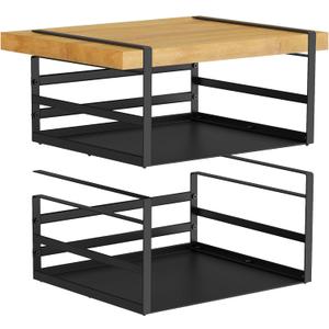 PEKGRIL 2 Pack Under Shelf Basket, Black Undershelf Storage Basket, Heavy Duty Slide-in Hanging Storage Basket, Metal Under Cabinet Organizer for Kitchen, Pantry, Desk, Bookshelf, Cabinet