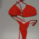 GORGLITTER Women's High Cut Thong Bikini Sets Halter Triangle Top Swimsuit Bathing Suit, Size S
