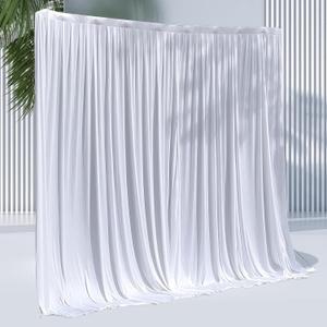 10x10ft White Backdrop Curtain for Wedding Photo Photoshoot Birthday Party Christmas Decorations (5x10ft, 2 Panels)
