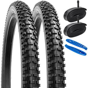 YUNSCM 24" Mountain Bike Tires 24x2.30/56-507 and 24" Bike Tubes Schrader Valve Compatible with 24x2.25 24x2.30 Bike Tires and Tubes (Y-900)