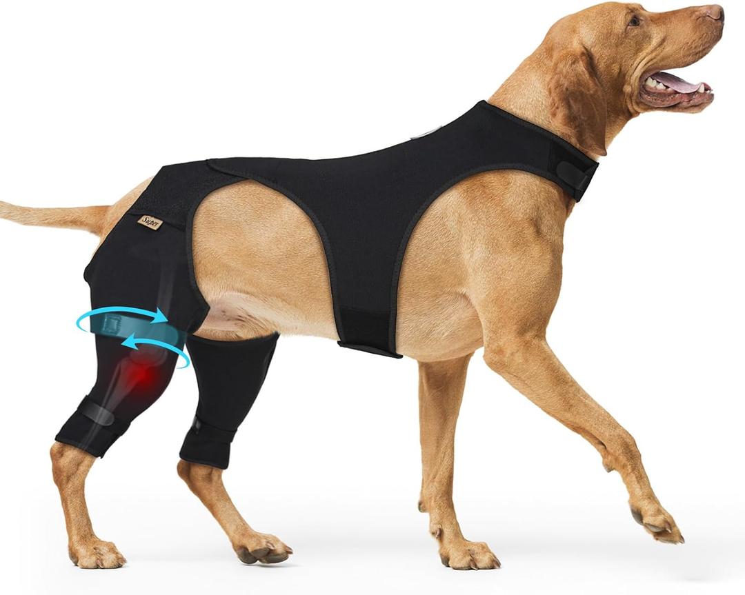 Supet Dog Rear Leg Sleeve to Stop Licking, TPLO Recovery Sleeve After Surgery for Post Surgery, ACL, Leg Wound Protection, with Belly Opening for Male Female Dogs (Right Black,M)