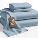 LANE LINEN 100% Cotton Sheets Full Size - Premium Sateen Weave for a Silky Finish - Hotel Collection Sheet Set - Snugly Fits Matresses Upto 15 '' Deep - Oeko TEX Certified Set - French Blue